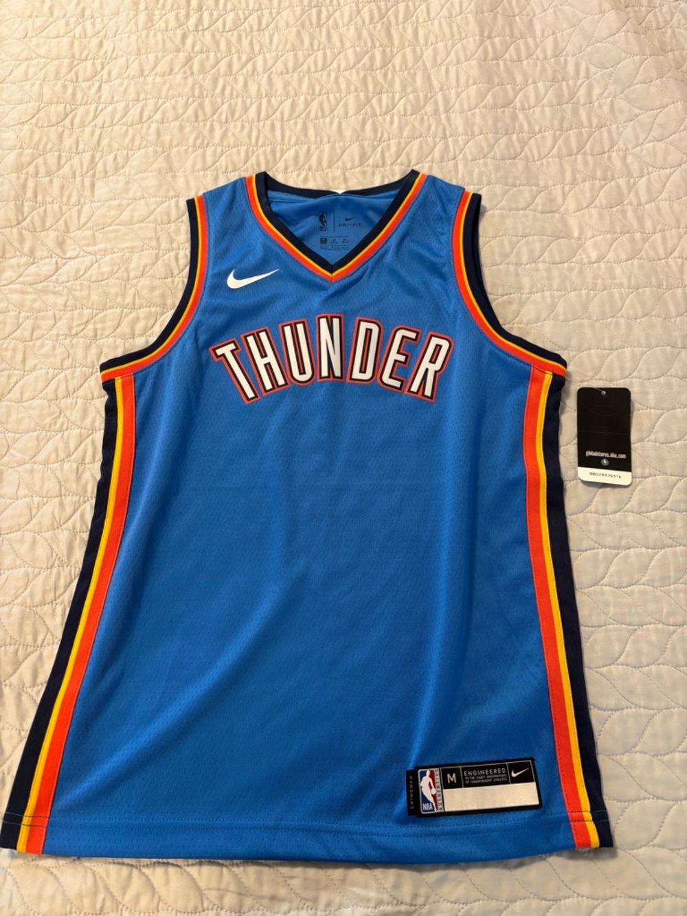 NBA Oklahoma City Thunder Blue Jersey with Multicolor Trim Youth Size Medium